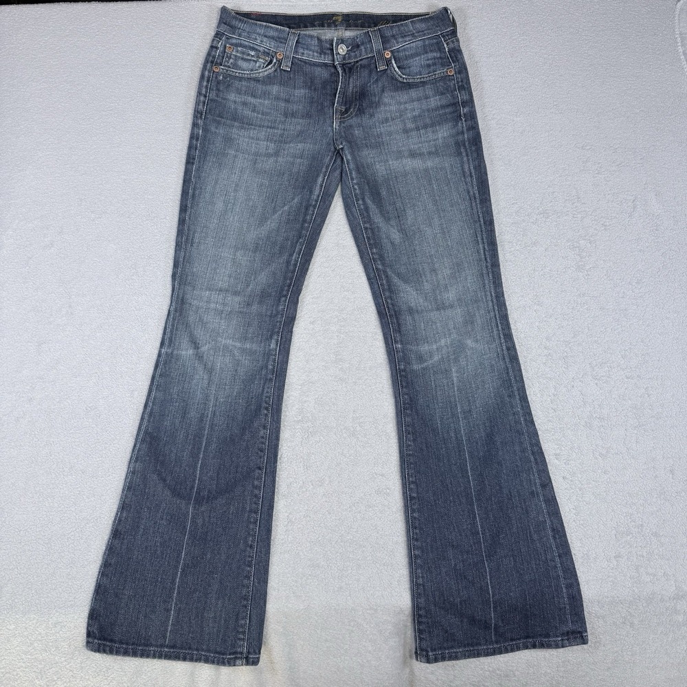 7 For All Mankind Bootcut Jeans Womens 25 Blue Low Rise Stretch Denim USA Made